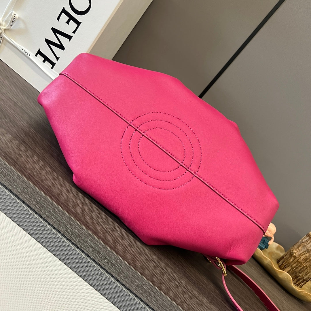 Loewe Small Paseo Chain Shoulder Bag Hot Pink Calfskin