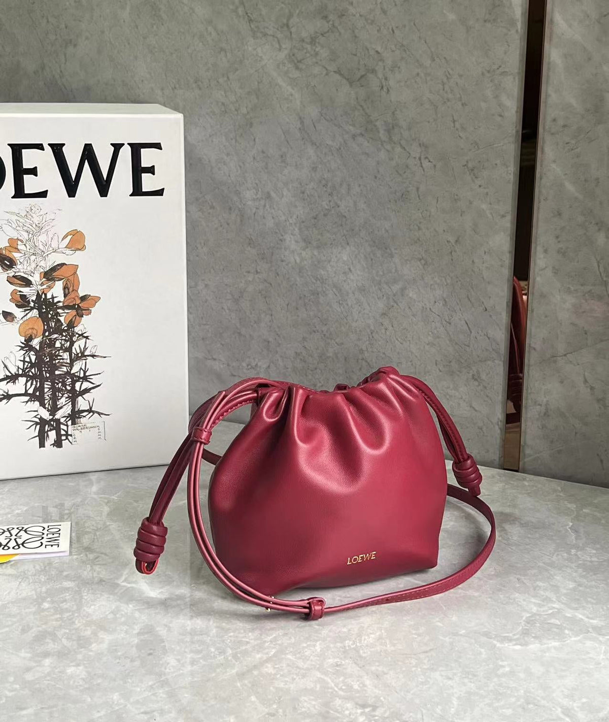 Flamenco Cluth Dark Burgundy Calfskin