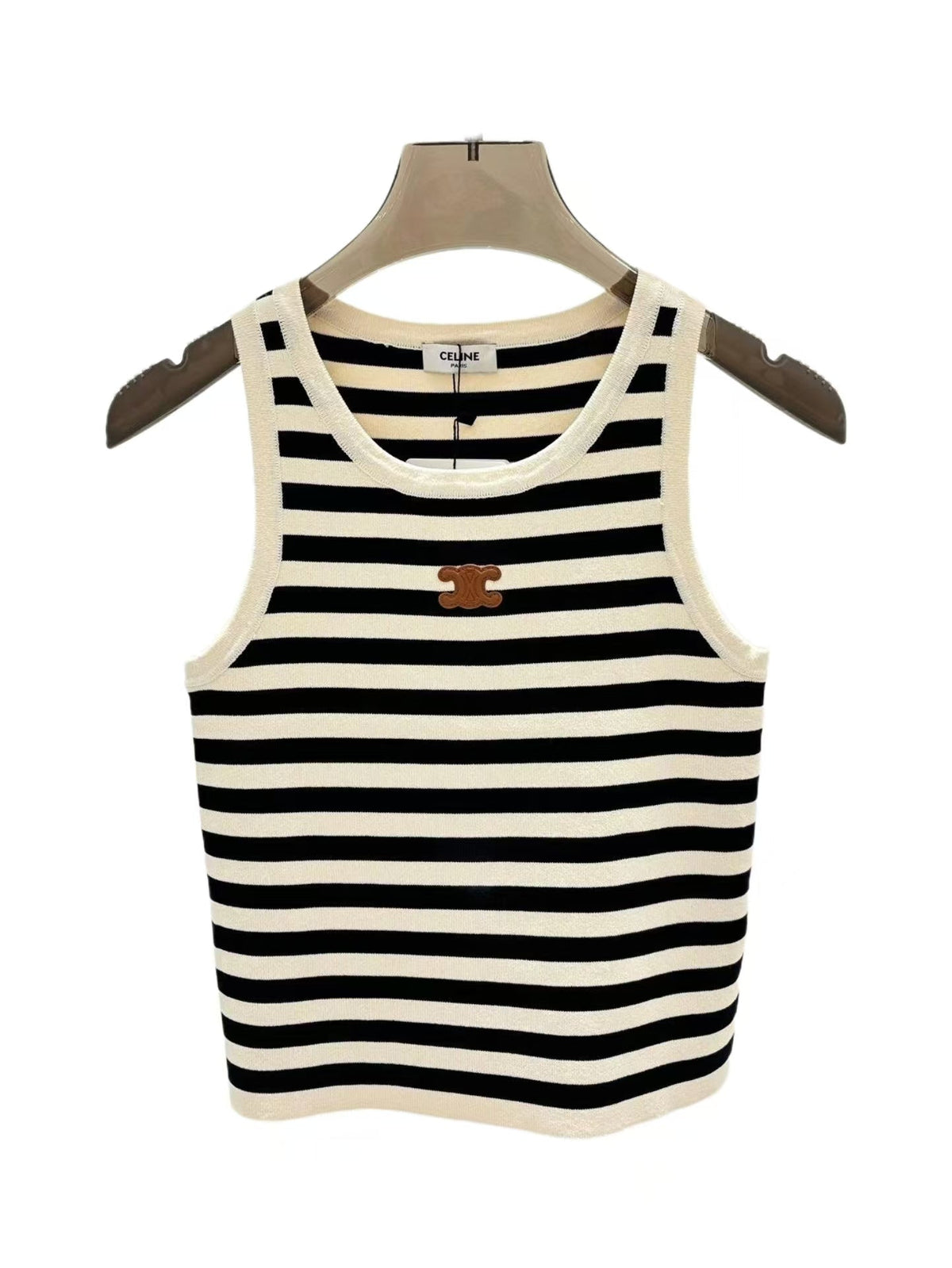Celin Black Beige Stripe Tank Top