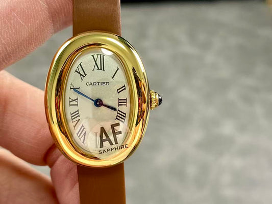 Baignoire 23mm Yellow Gold Leather Strap