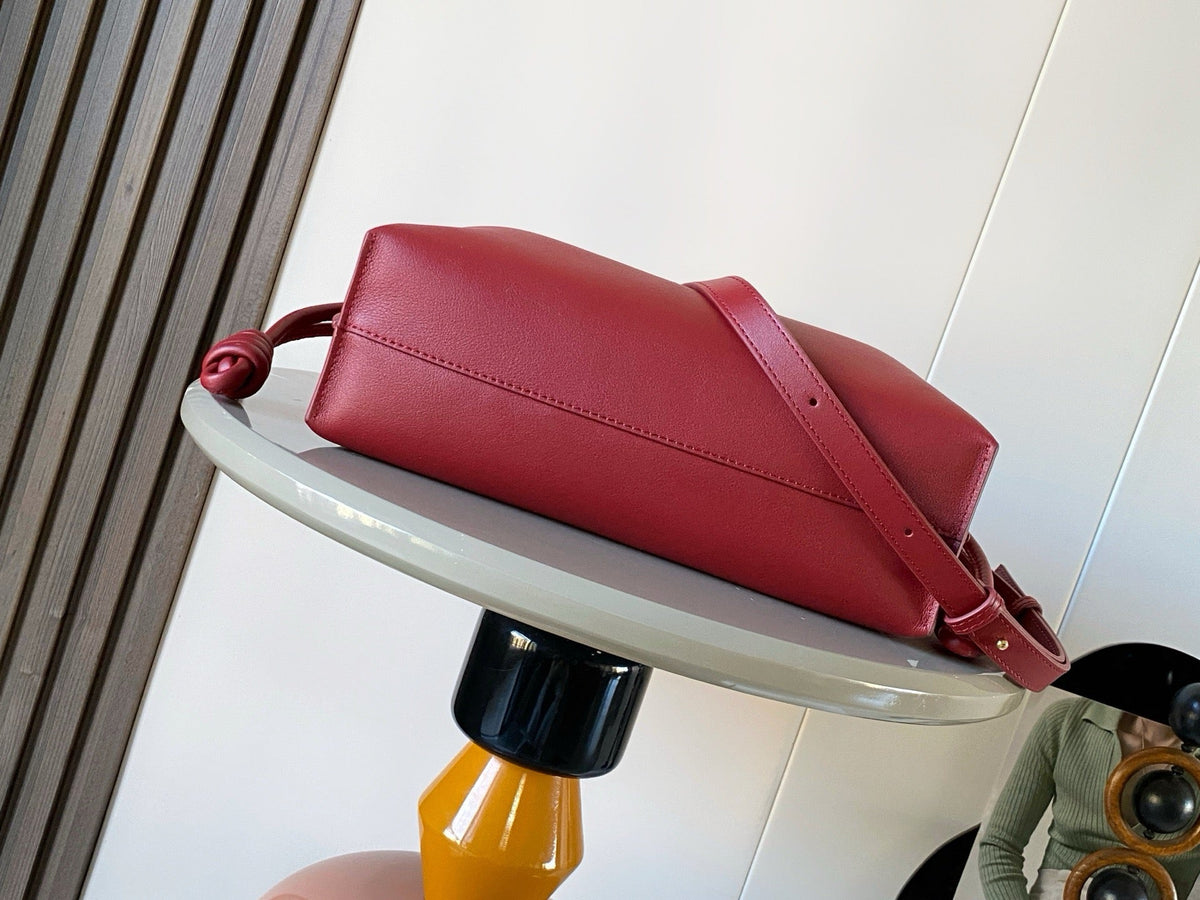 Loewe Coil Flamenco Medium Leather Clutch Red Leather