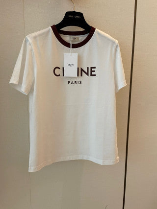 Celine T-shirt Red Black White Cotton