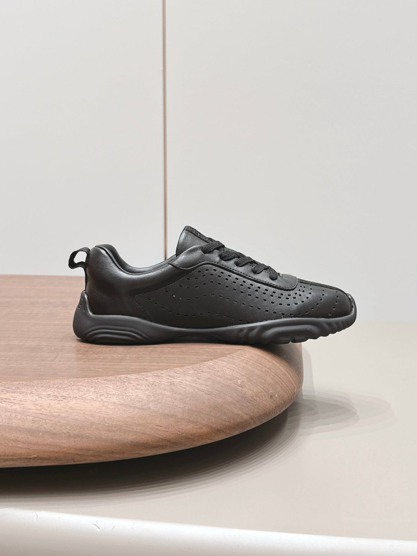 HM 26s Trail Sneakers In Black Perforated Calfskin