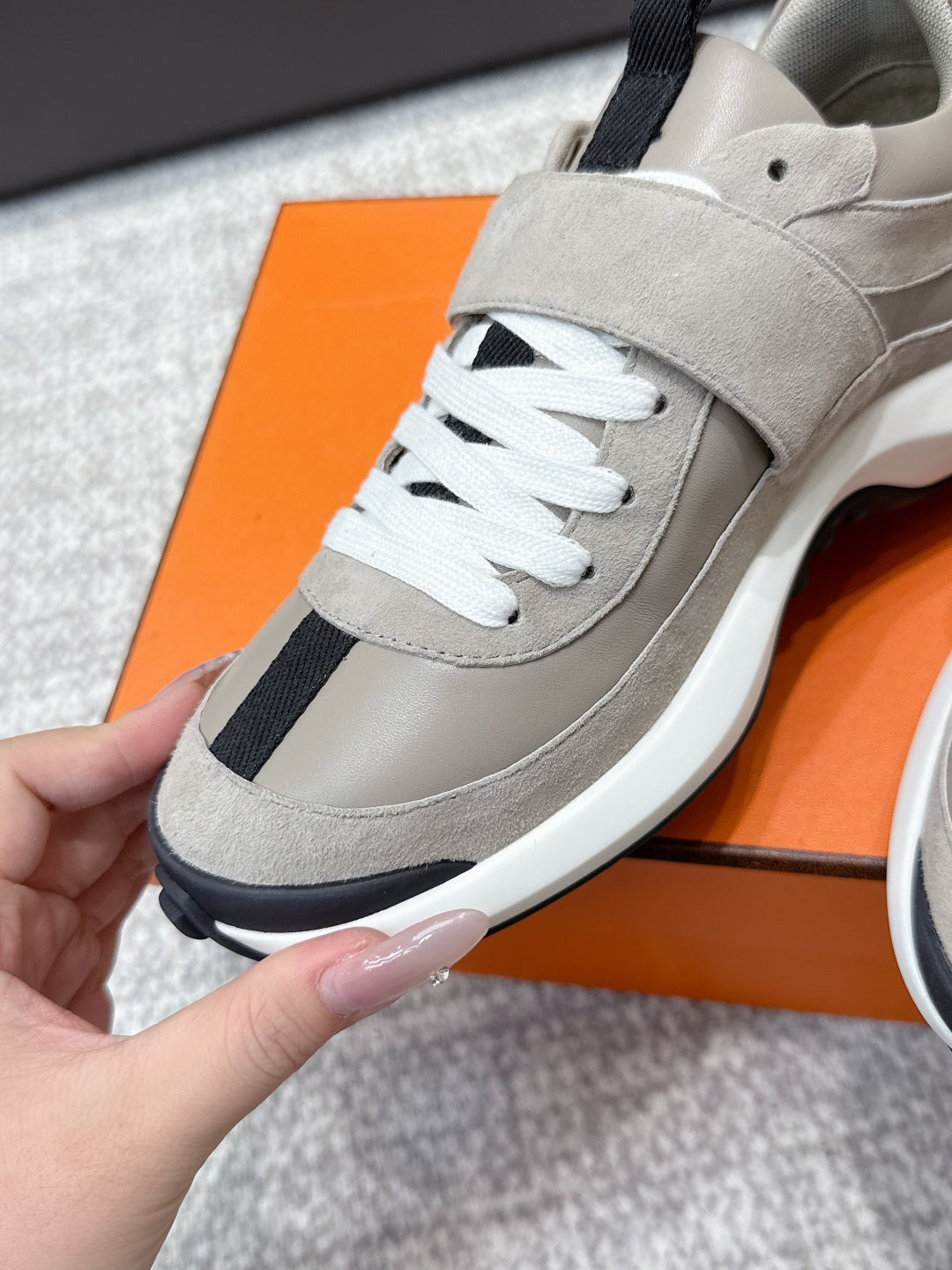 HM 25s Loop Sneaker Gray Suede Lamskin 462189