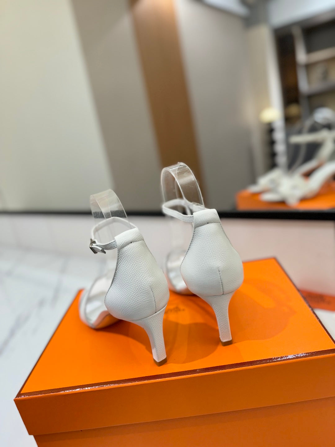 HM Joy 65mm Heeled Sandals White Cowhide 294913
