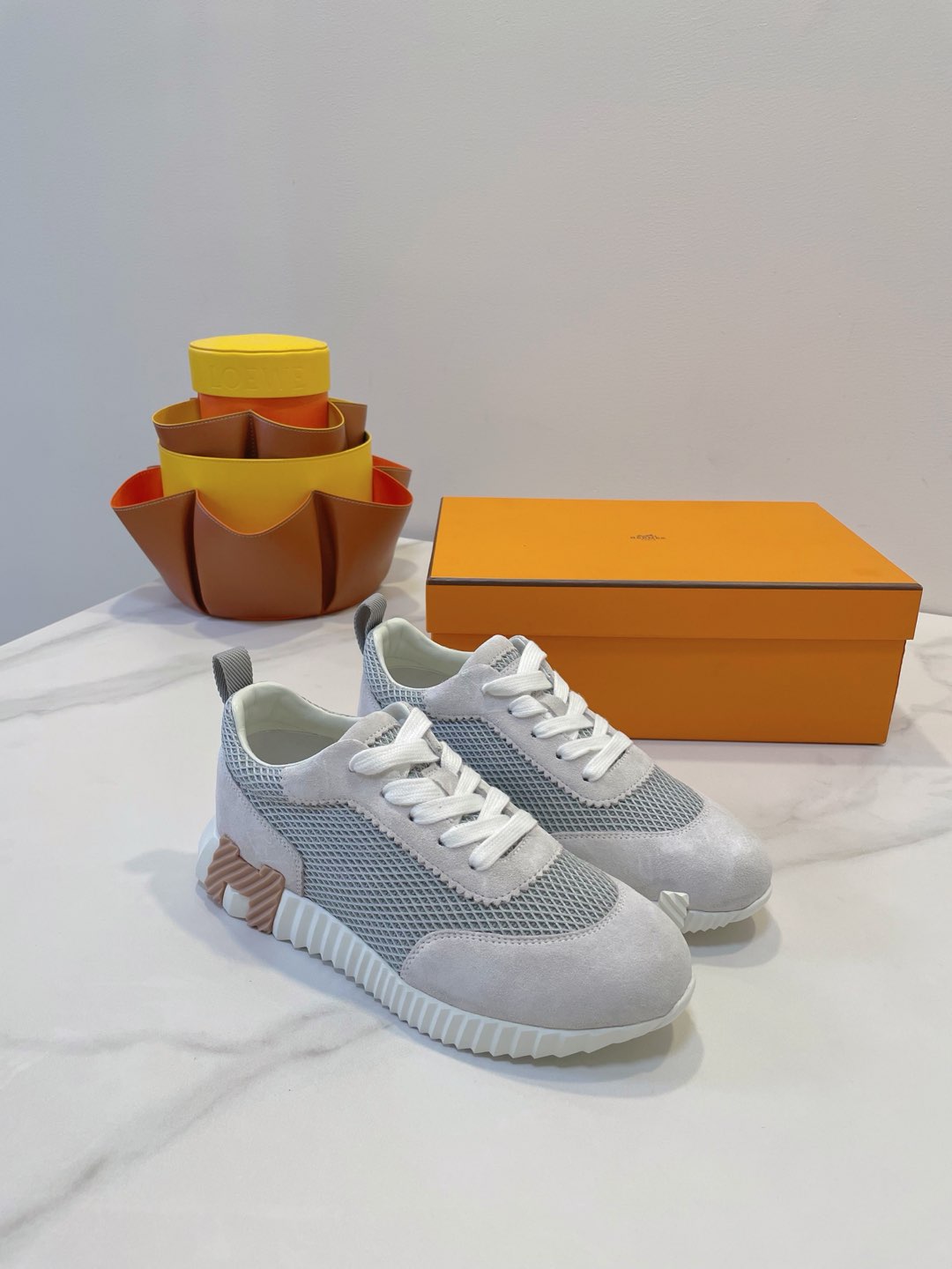 HM Bouncing sneaker Beige Grey Fabric with Suede 212281