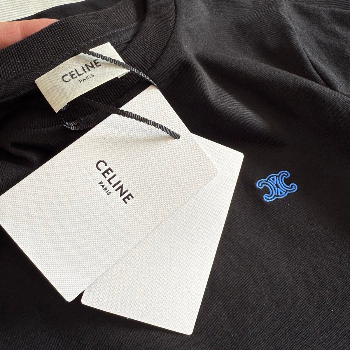 Celine SS26 Classic Small Logo Embroidered Tee Cotton 350480