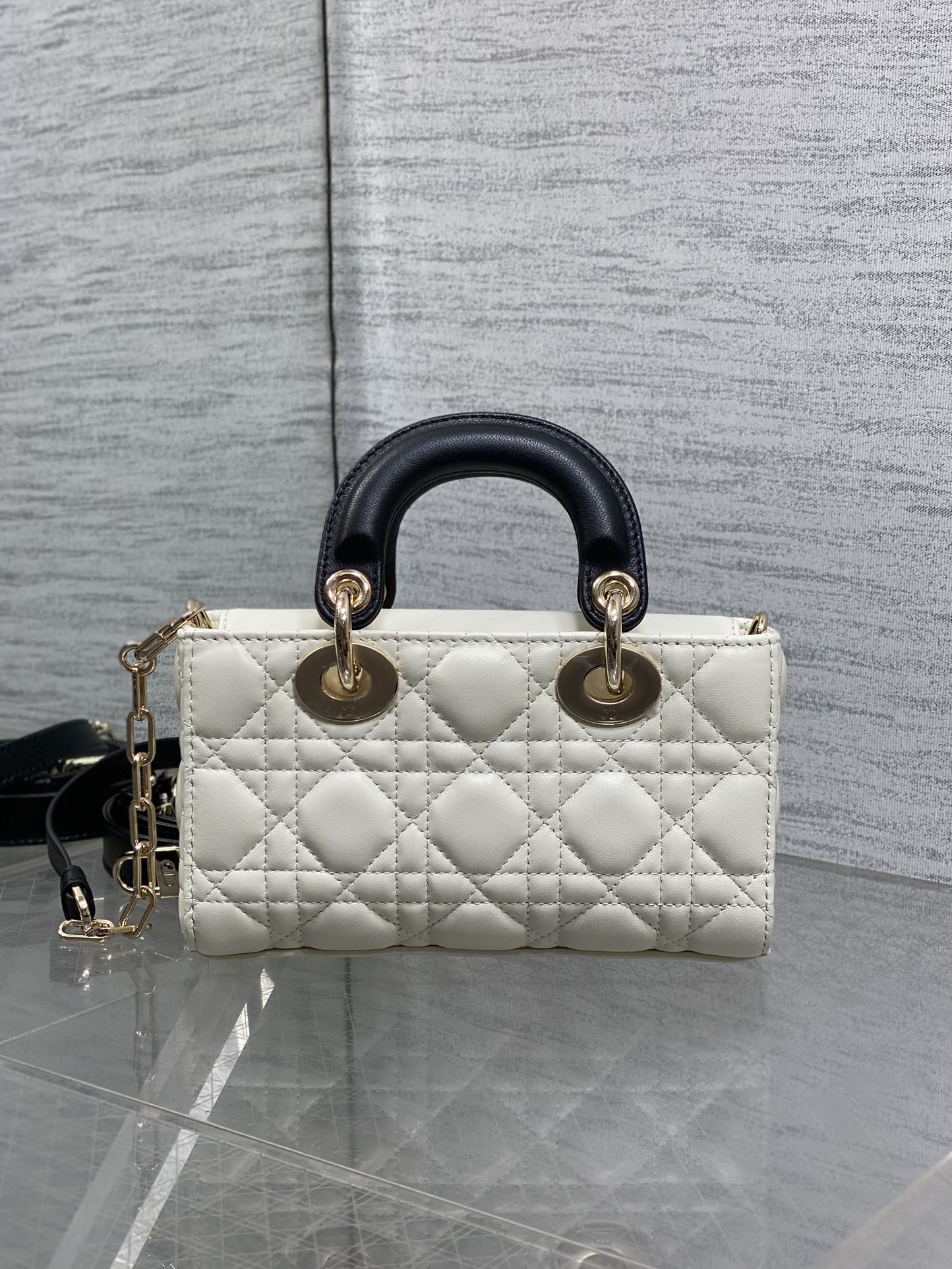 Dior 2026 Bow D-Joy Micro Bag White Black Lambskin 284127