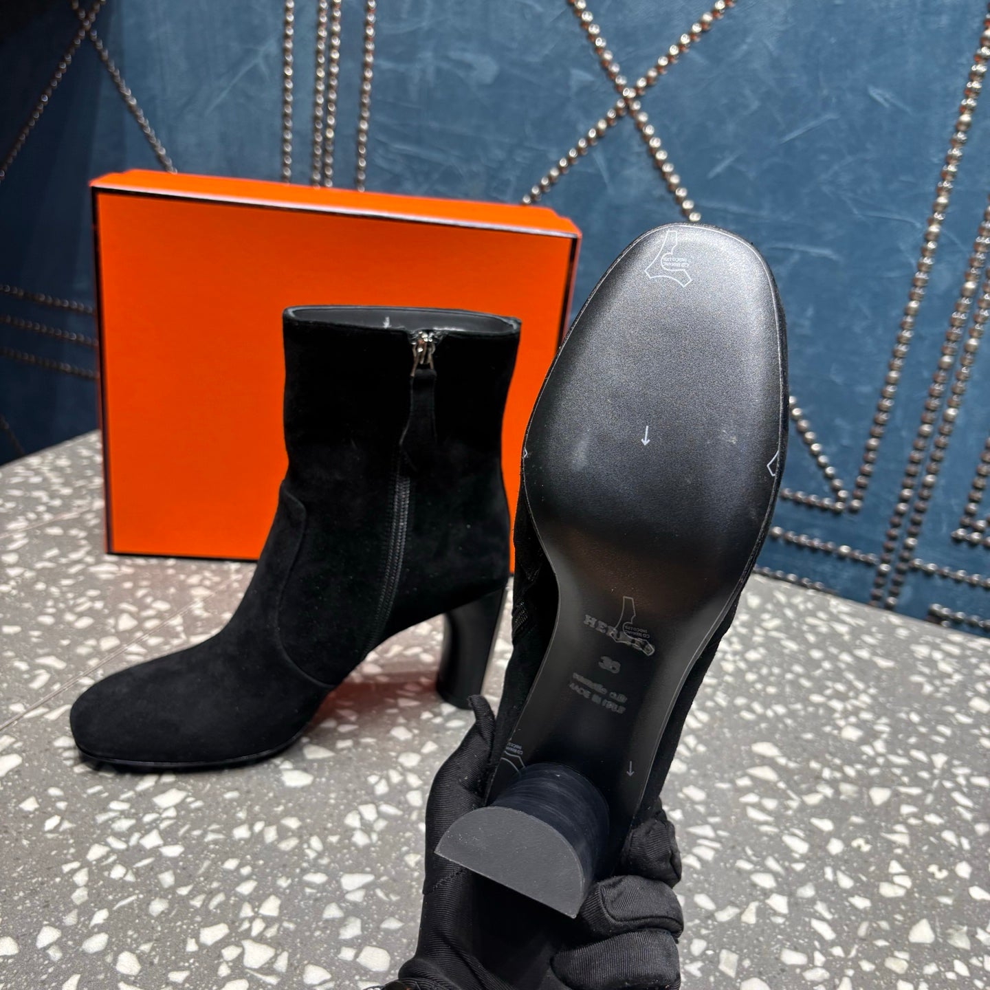 HM Lisa Ankle Boots 80mm Black Suede 531560