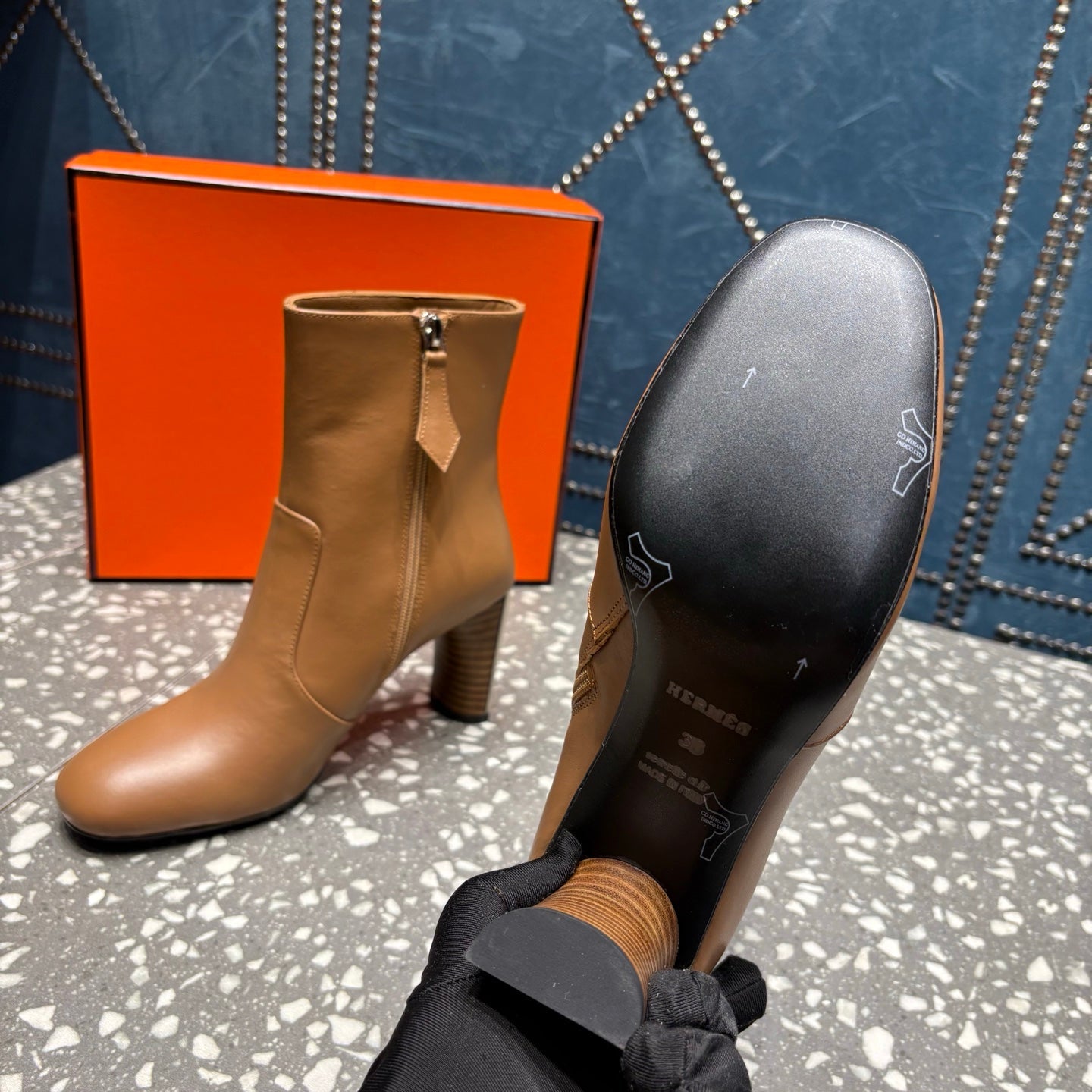 HM Lisa Ankle Boots 80mm Brown Cowhide 531562