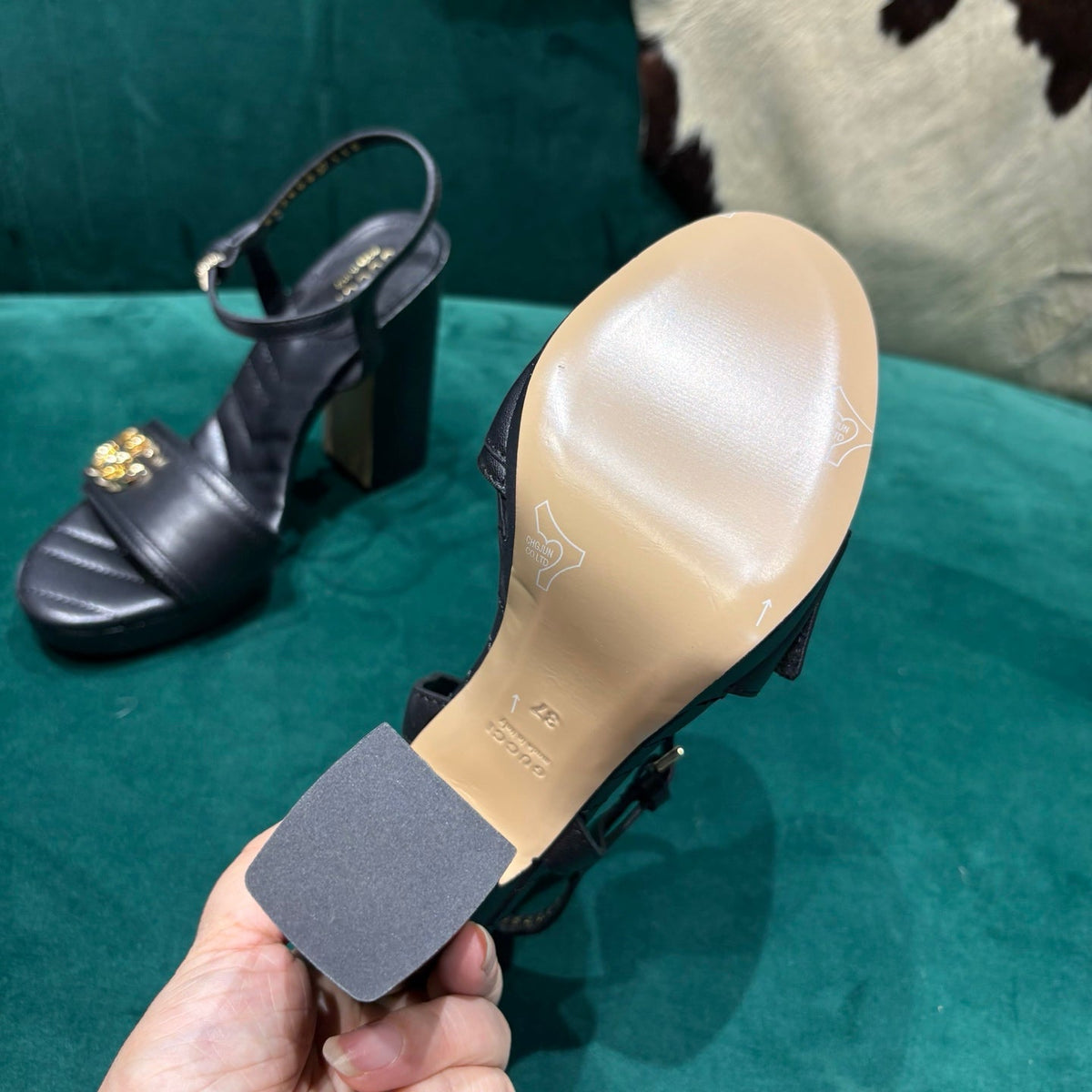 GG Platform Sandals With The Double G Black Leather 741240