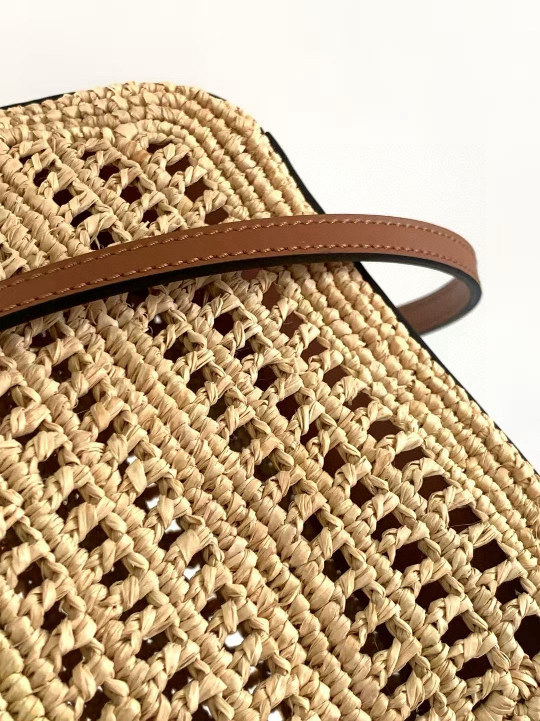 Loewe Ibiza Mini Hammock Hobo Bag Brown Beige Raffia Leather 289314
