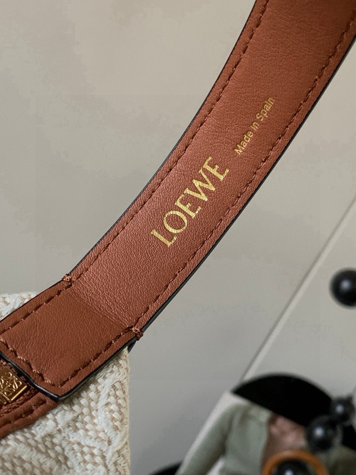 Loewe Cubi Anagram Bag 35cm Brown White Jacquard Cotton Calfskin