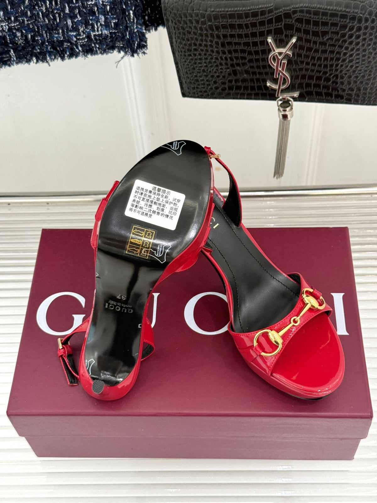 GG 26s Donna Platform Sandal 12cm Red Patent Leather 991731
