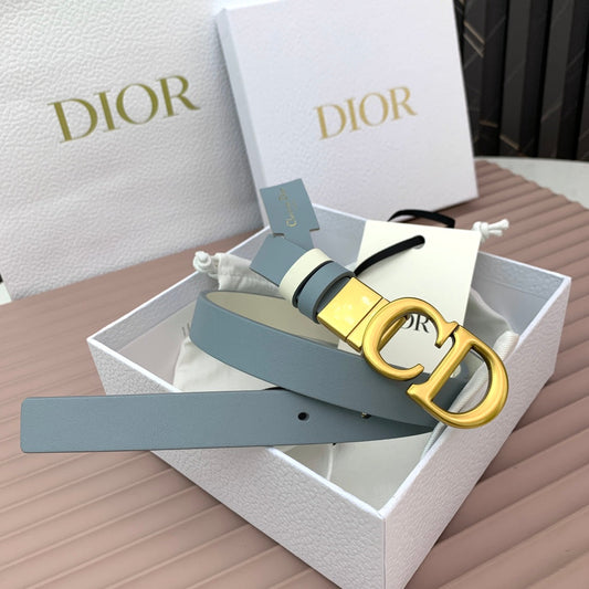 DIOR 25S BELT 20 MM IN STEEL BLUE CALFSKIN 568720