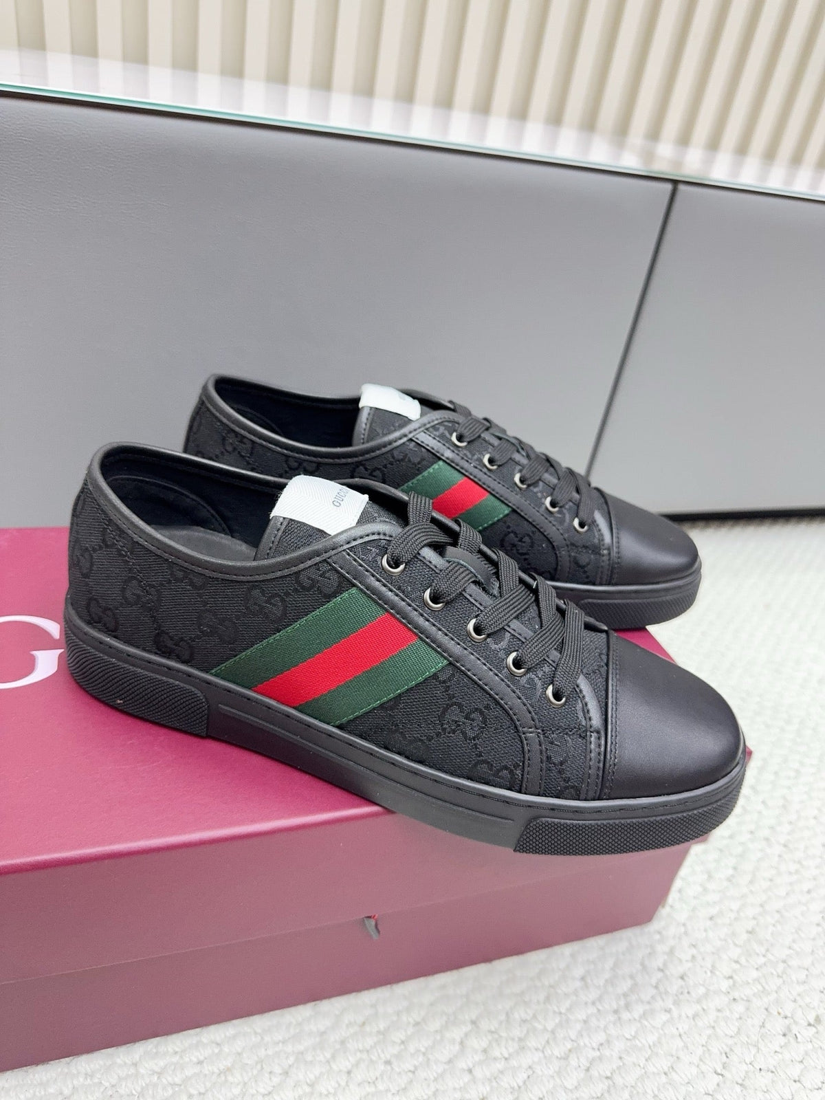 GG Tennis 1977 Sneakers Black Canvas Leather 788207