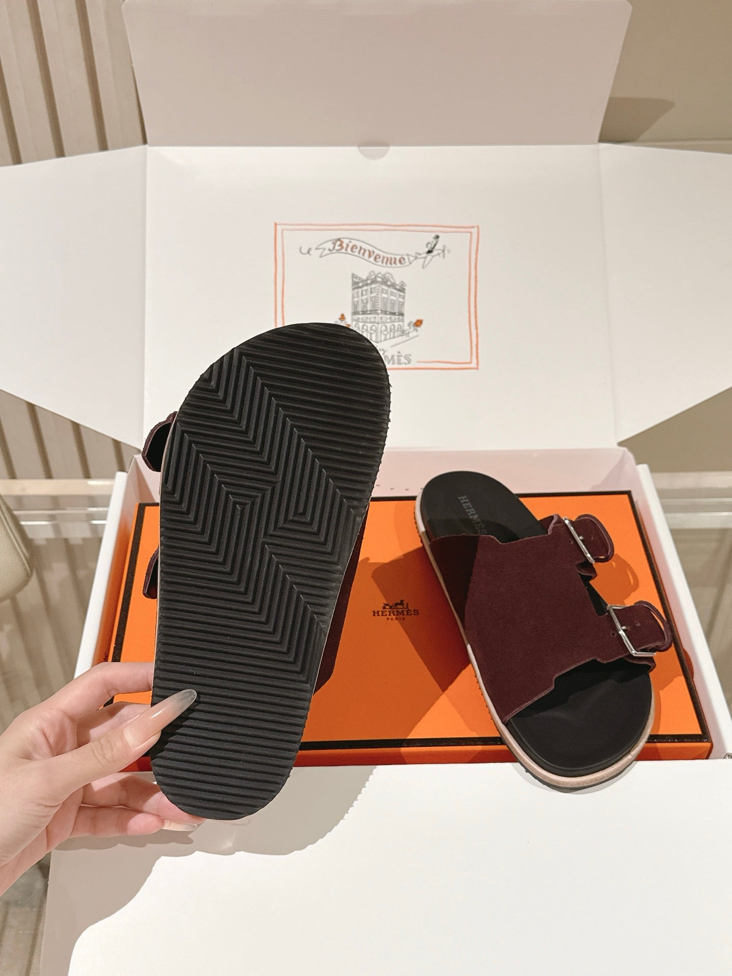 HM 26s Double Buckle Birkenstock Sandals Deep Brown Suede 968905