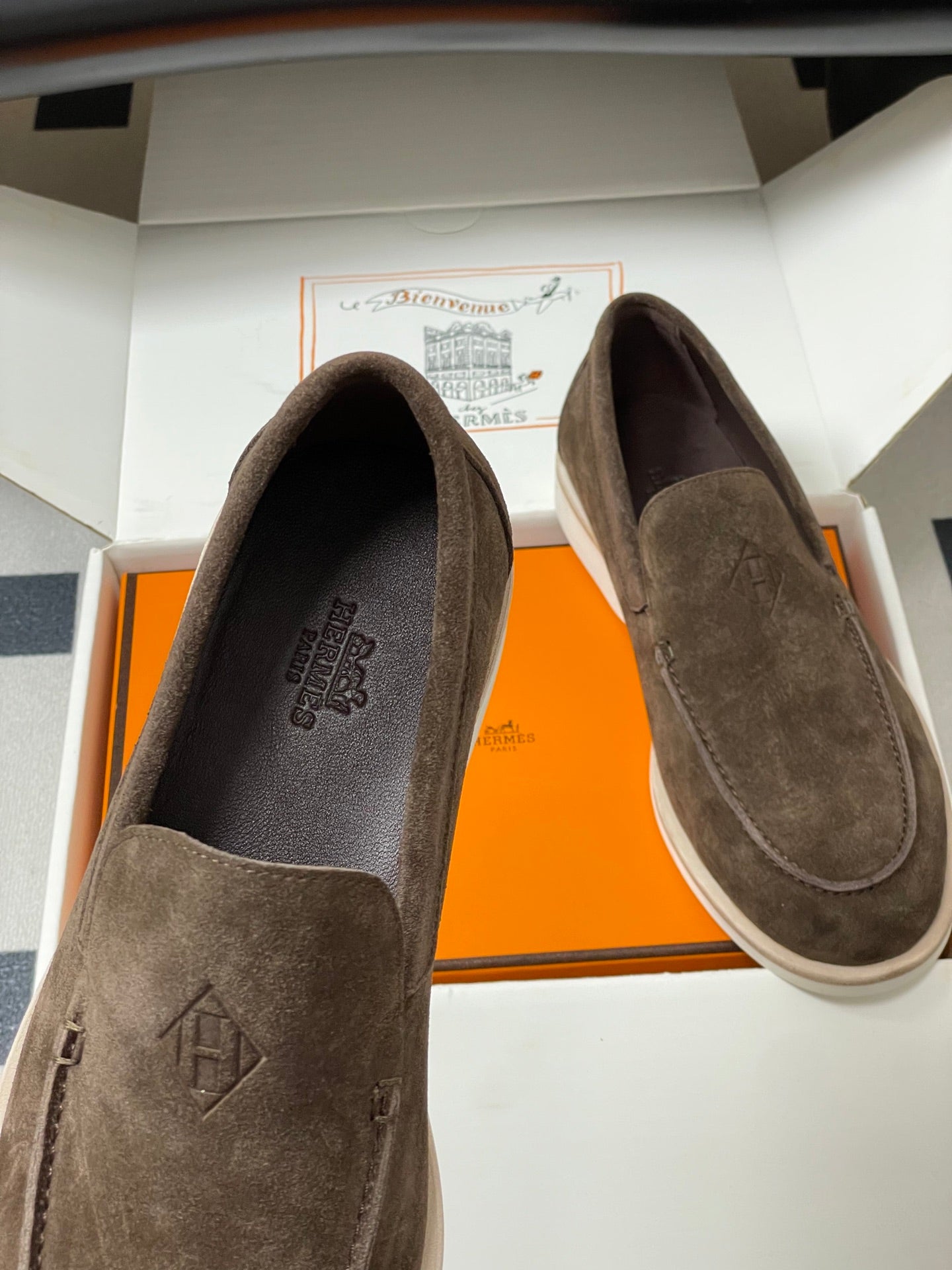 HM Low Loafers Dark Brown Suede 593662