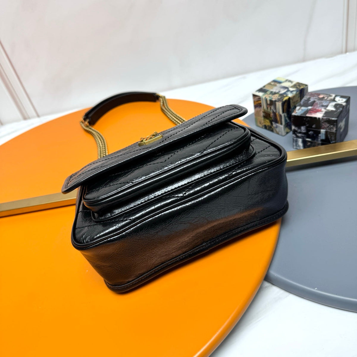 Niki Baby Shoulder Bag 22cm Black Glossy Leather 285487