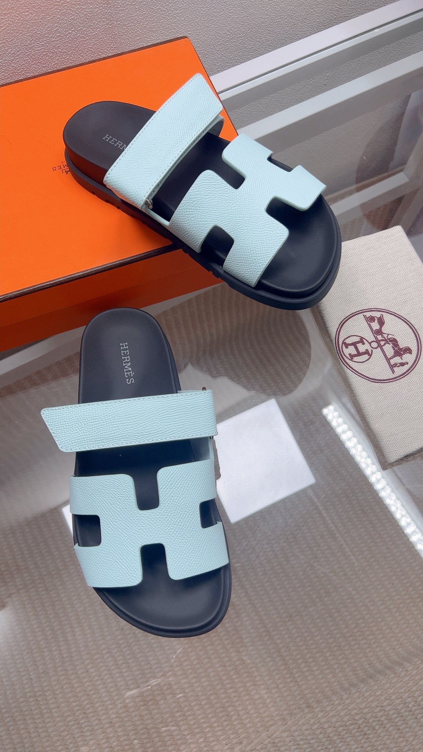 HM Chypre Sandal Light Blue Espom Leather 827508