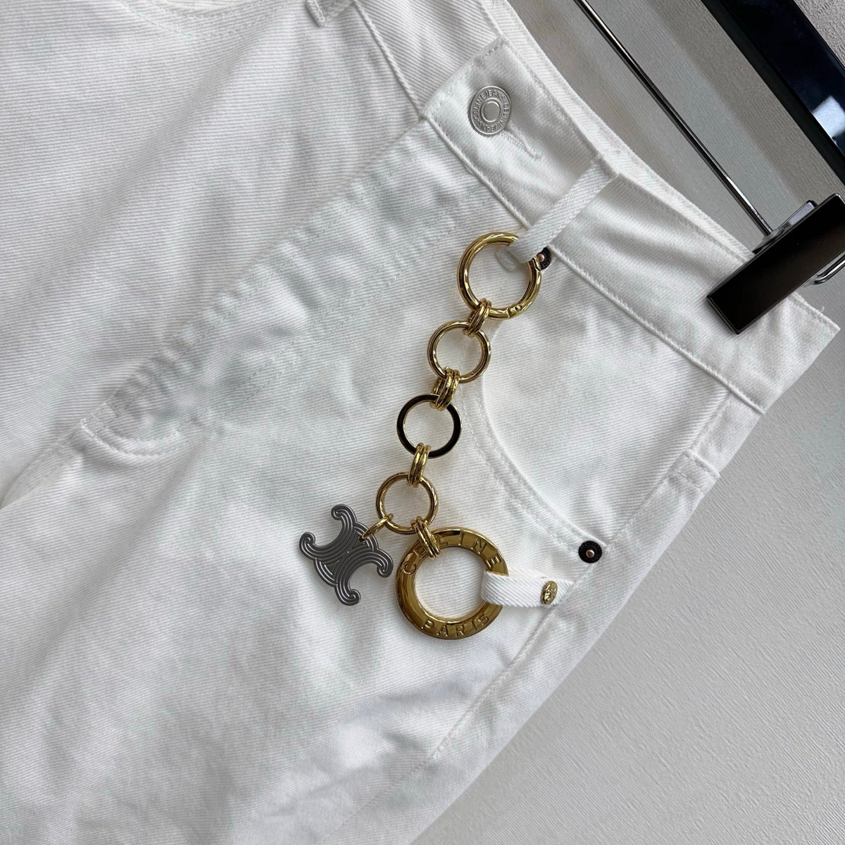 Celine 26s Boyfriend Jeans 002 White Cotton Twill 395460