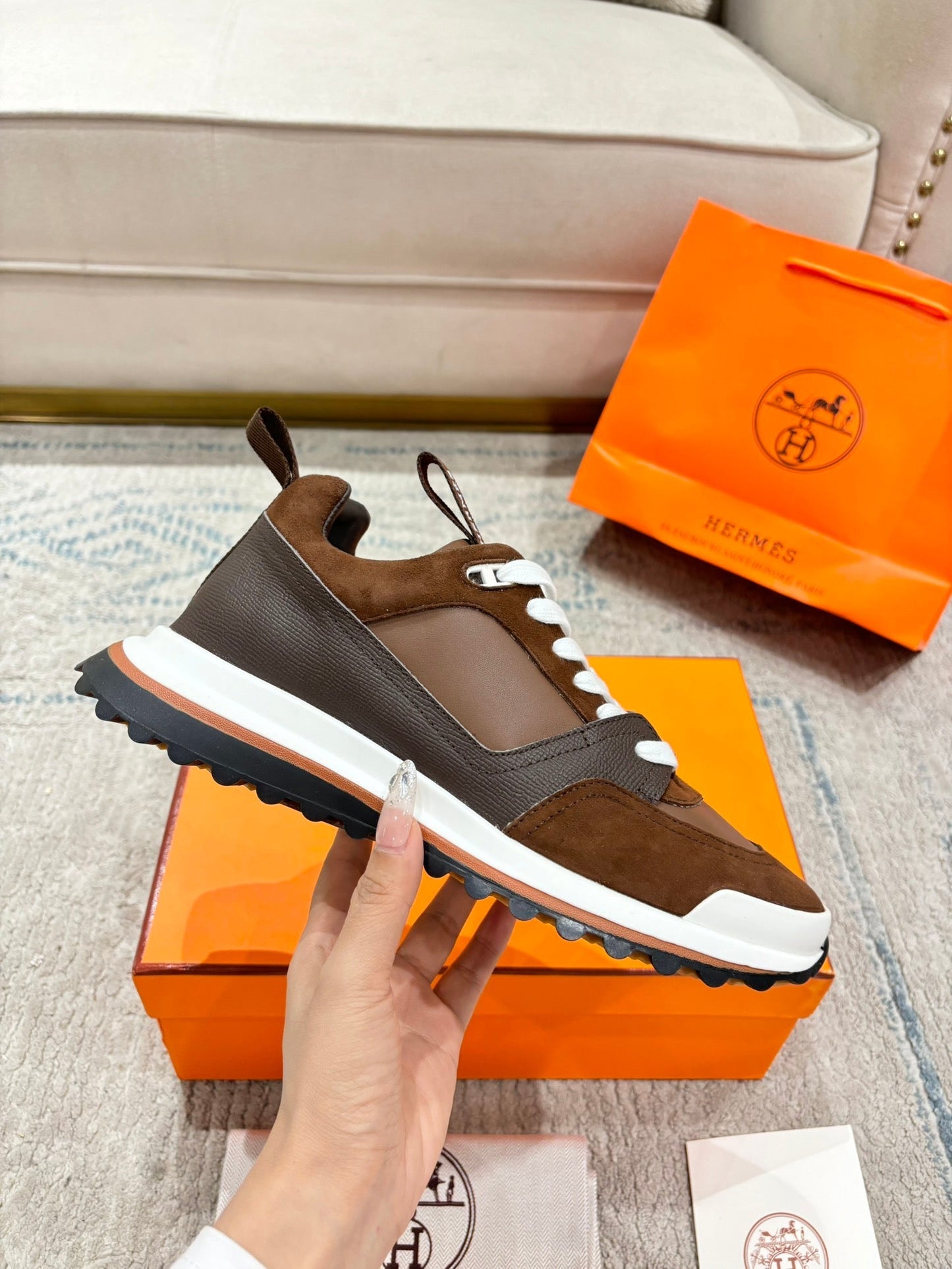 HM Jet Sneaker Brown & Coffee Brown Suede Calfskin 581328
