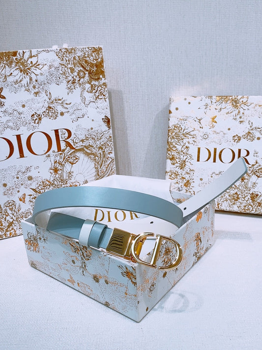 DIOR 25S BELT 20 MM IN STEEL BLUE CALFSKIN 572902