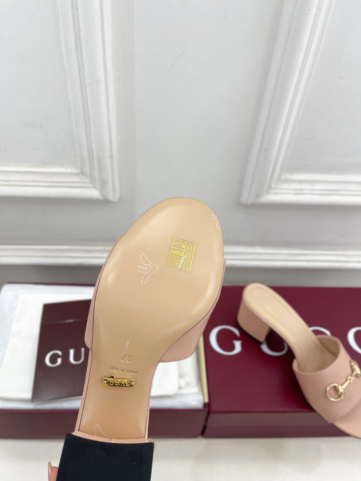 GG 26s Slide Sandal 5.5cm With Horsebit Light Pink Leather 640294