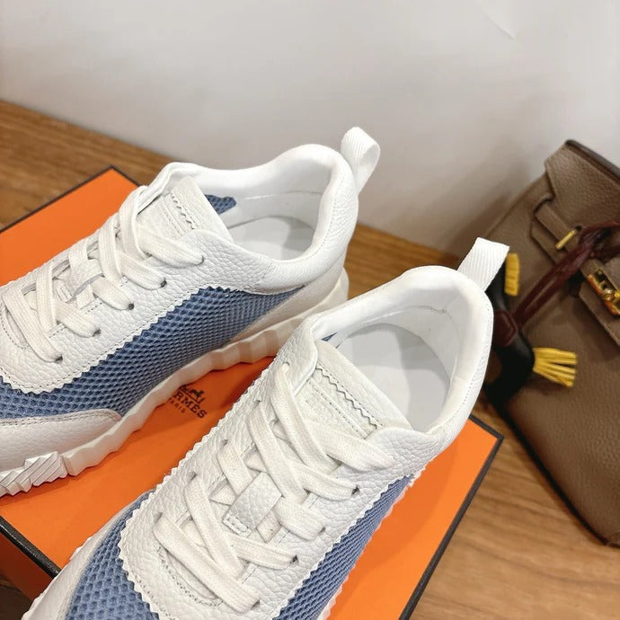HM 26ss Sneakers White Blue Cowhide Fabric 638566