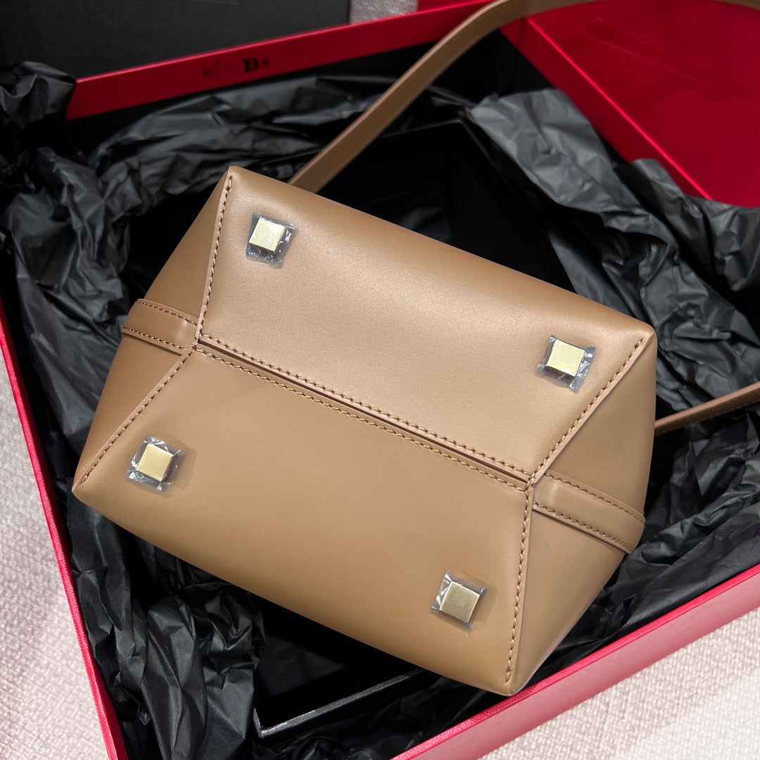 YSL Bucket Bag 17 Beige Calfskin Leather