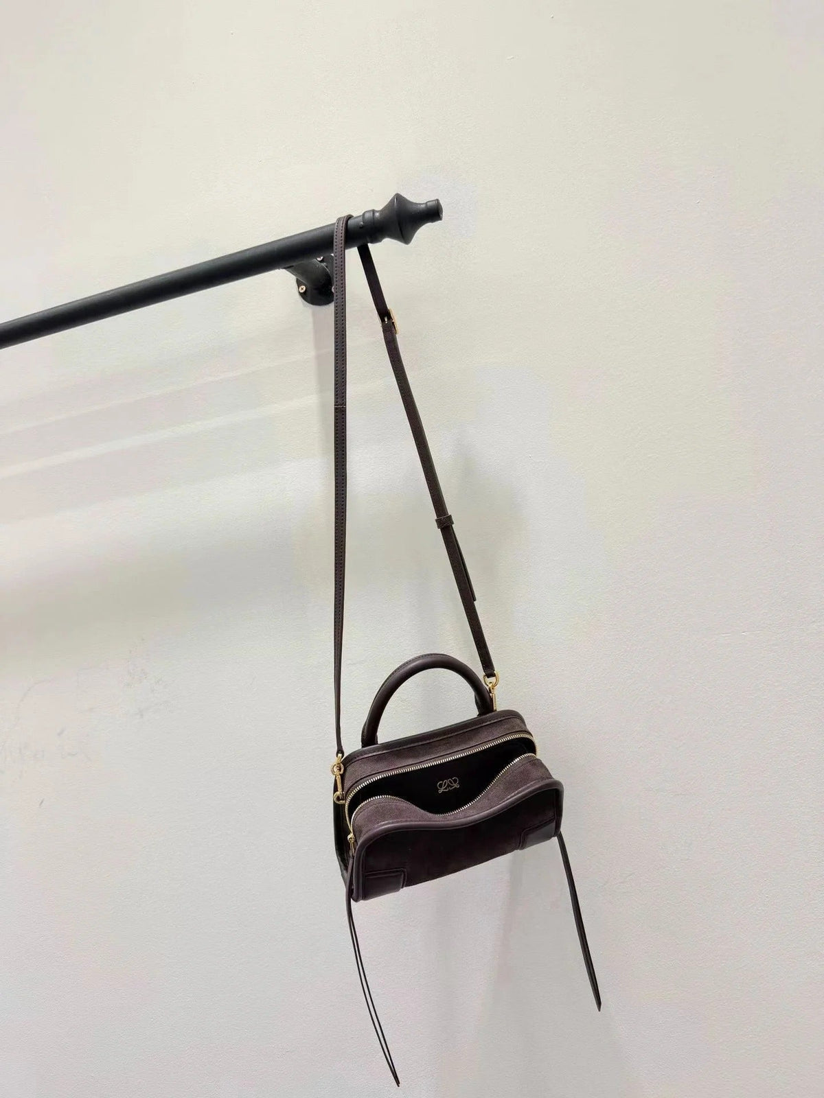 Loewe 2026 Amazona Bag 20cm Dark Chestnut Suede Leather