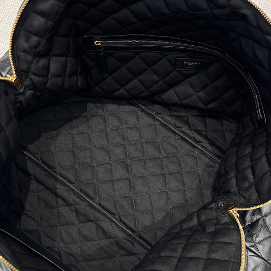 YSL Travel Bag 59 Black Quilted Calfskin Leather Gold Hardware