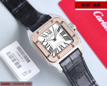 SANTOS 100XL 42MM DIAMOND ROSE GOLD BEZEL