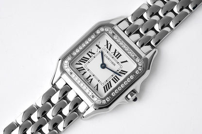 PANTHERE 27MM SILVER CASE DIAMOND BEZEL WHITE DIAL