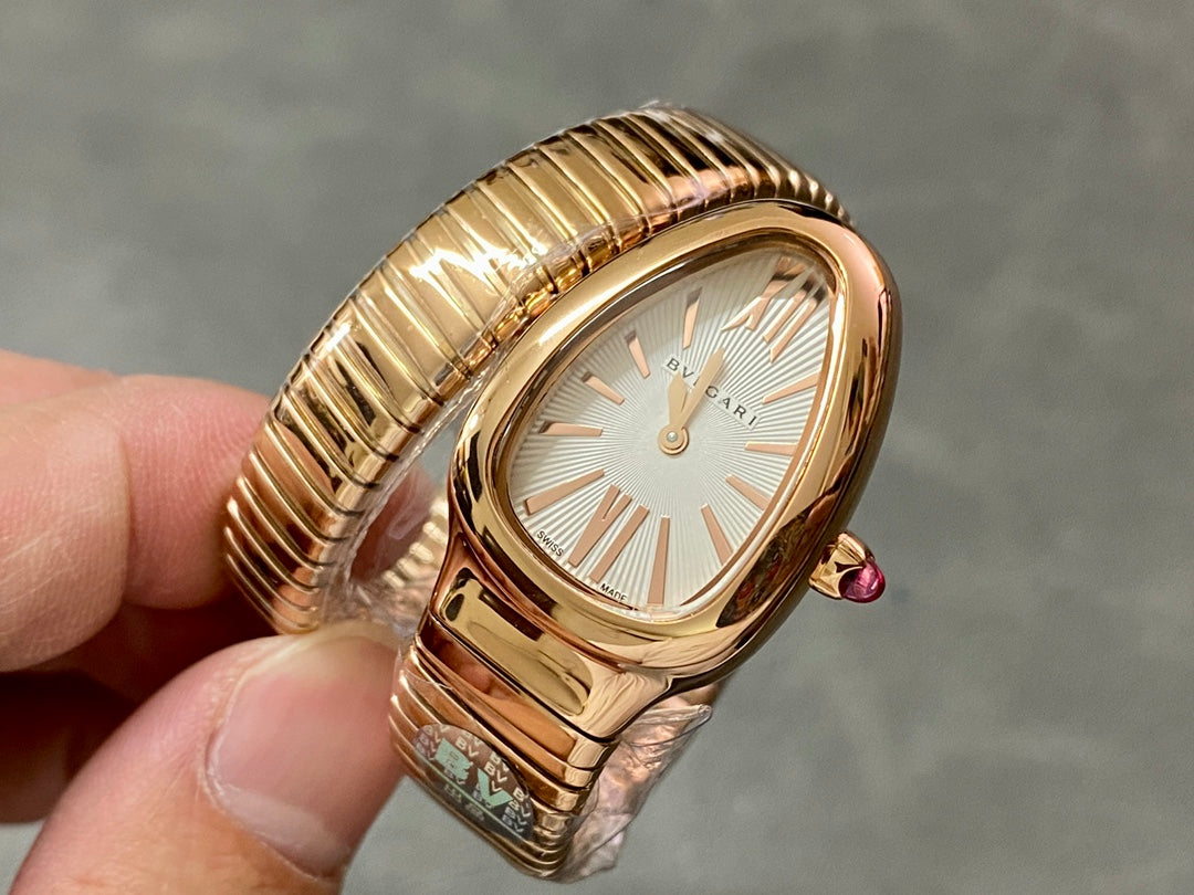 SERPENTI SPIGA PINK GOLD CERAMIC WHITE DIAL