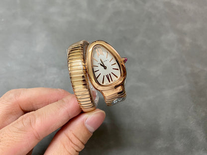SERPENTI SPIGA PINK GOLD CERAMIC WHITE DIAL