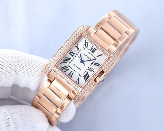TANK ANGLAISE 30 PINK GOLD DIAMOND BEZEL