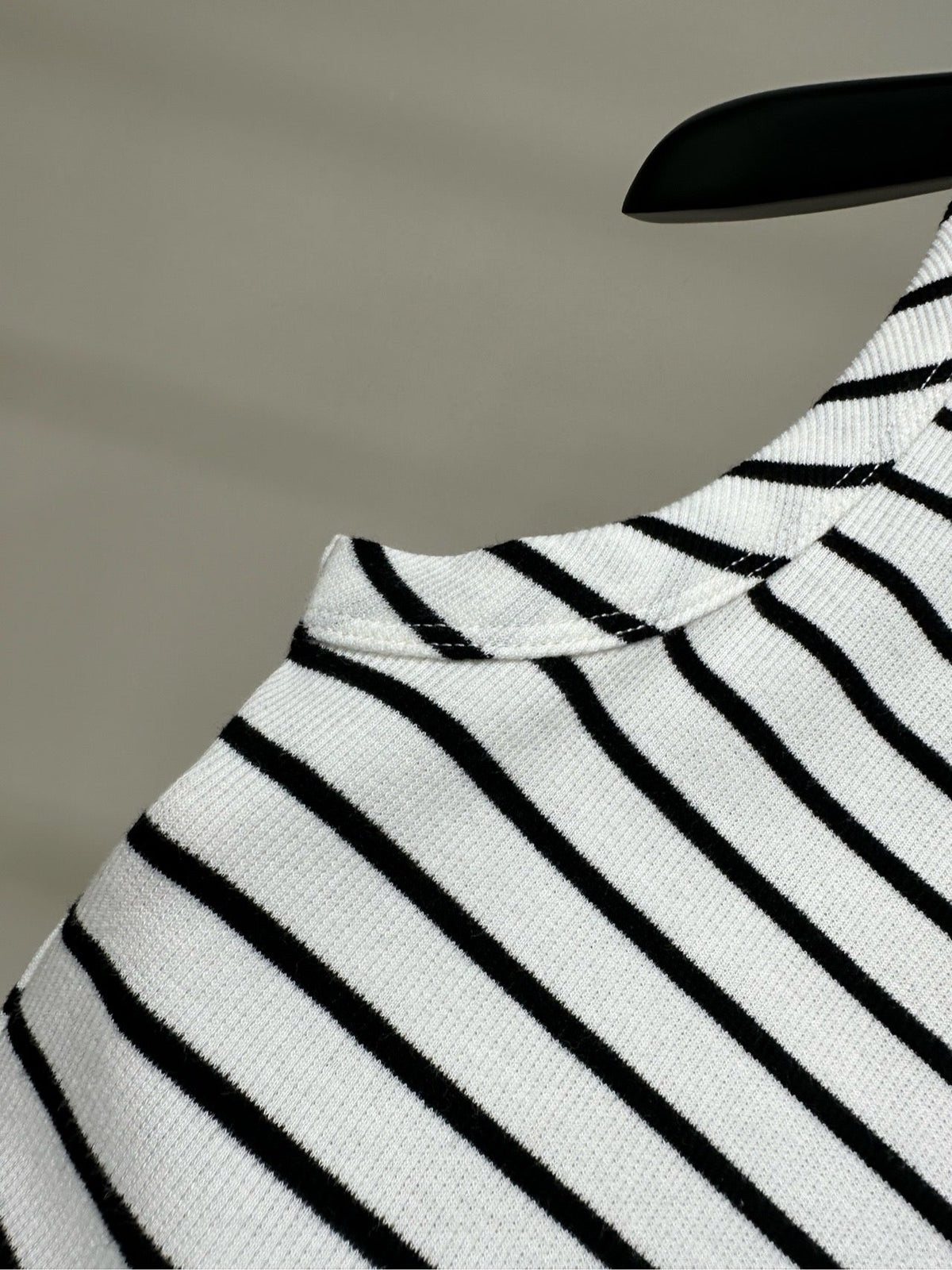 Celine Black and White Striped Halter Neck Vest in Cotton Silk Blend 385448