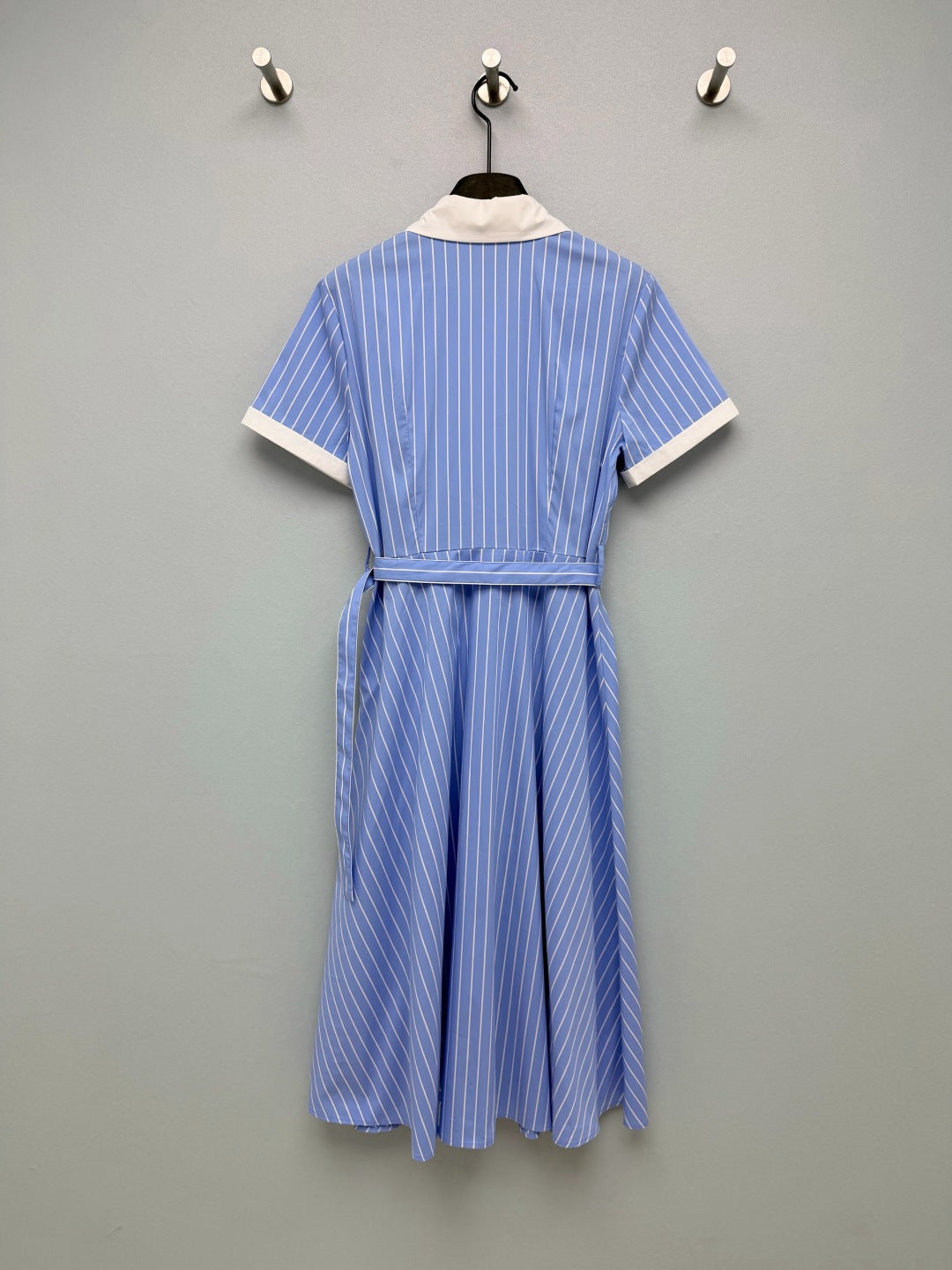 Celine Blue and White Striped Shirt Dress in Cotton 386781