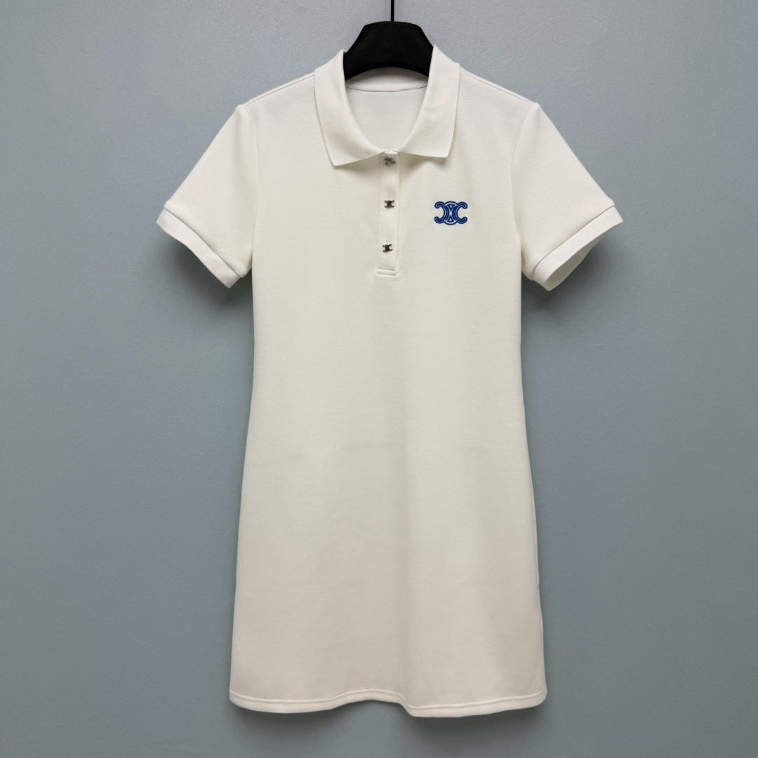 Celine 26 Polo Dress White in Cotton 386640