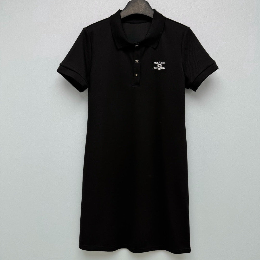 Celine 26 Polo Dress Black in Cotton 386639