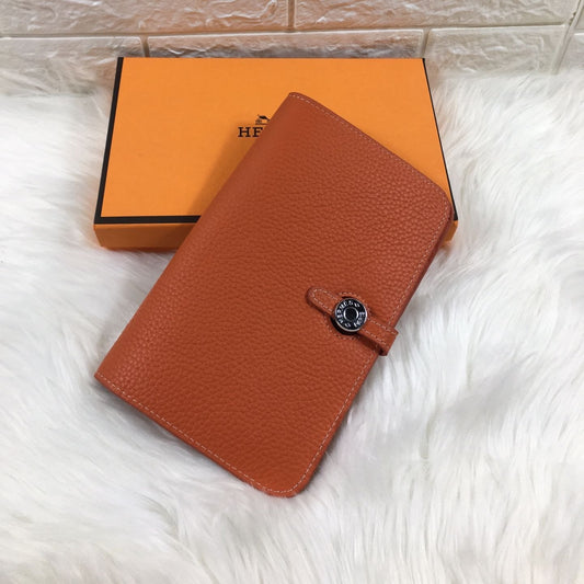 HM Dogon Wallet 20 Orange Grained Calfskin