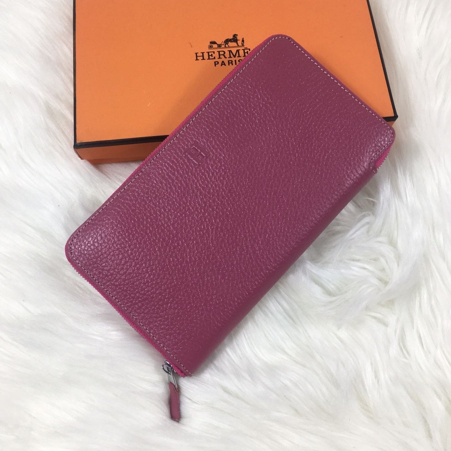 HM Silk'in Classic Wallet 20 Burgundy Grained Calfskin