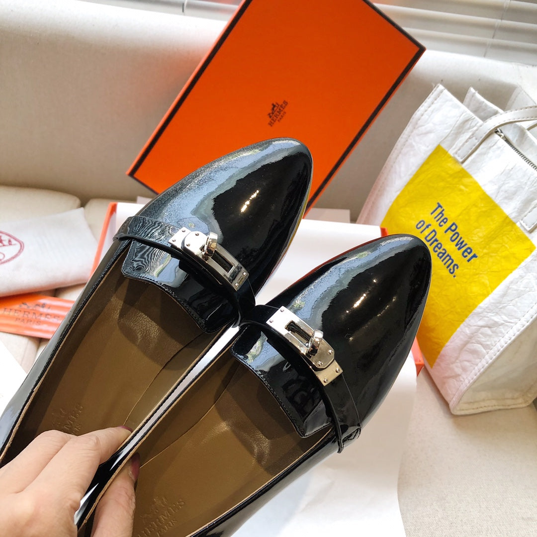HM Pegase Ballerina Flats Black Patent Leather 546212