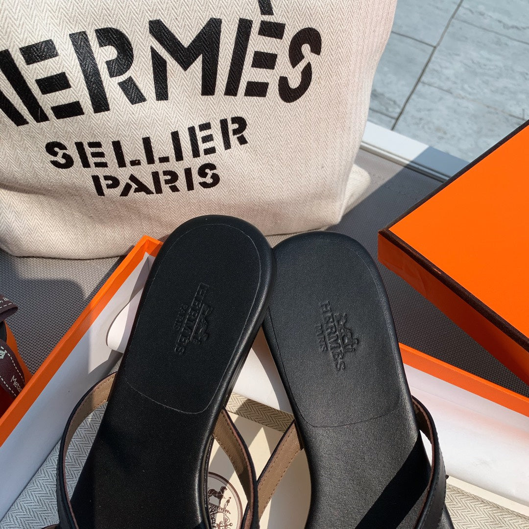 HM Medor Slippers Black Cowhide 546249
