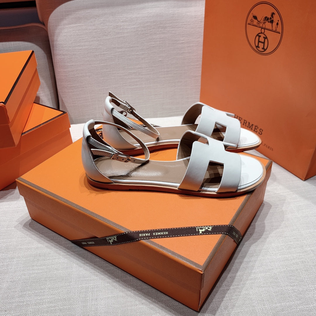 santorini sandal etoupe blue breeze epsom leather
