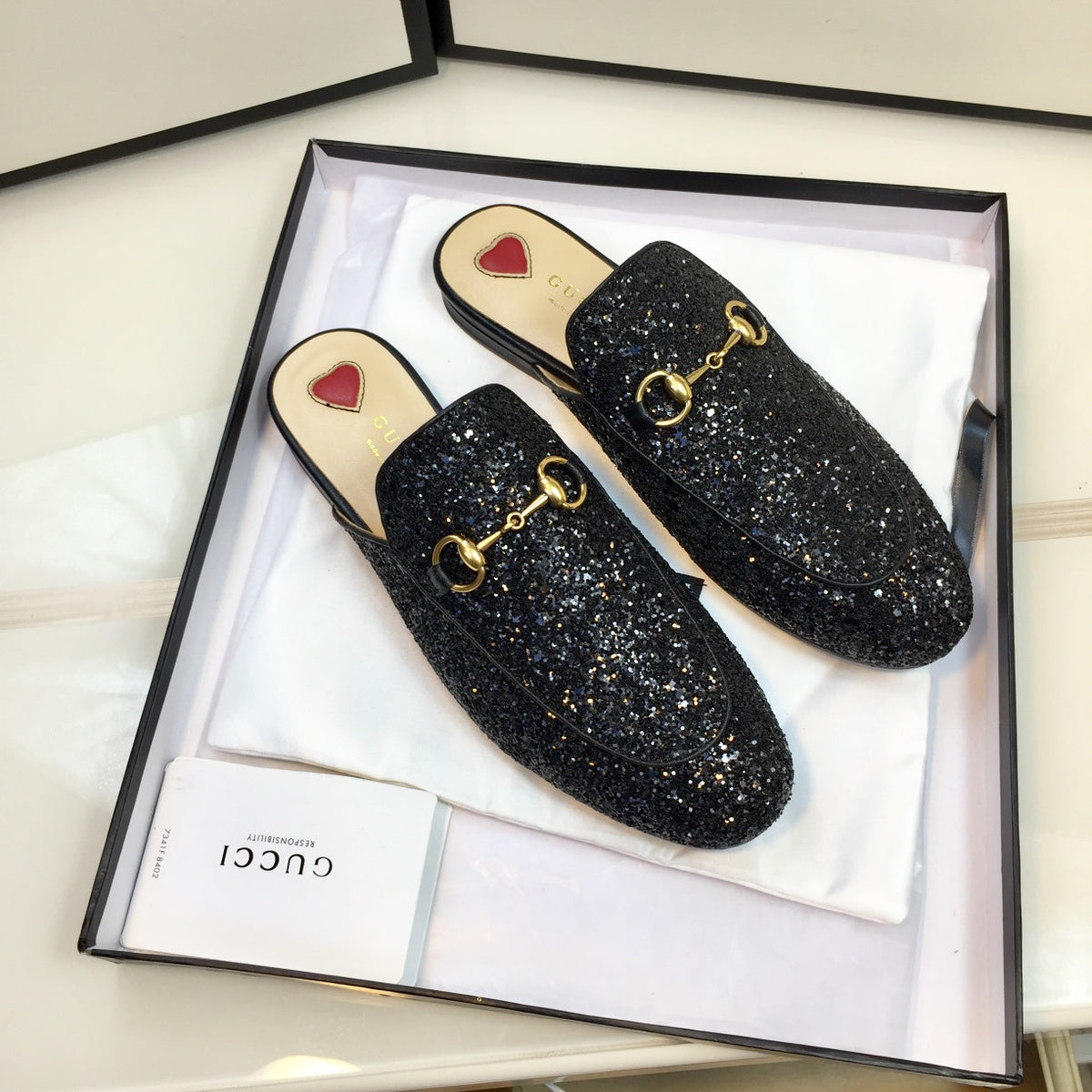 GG PrinceTown Black Glitter Mule