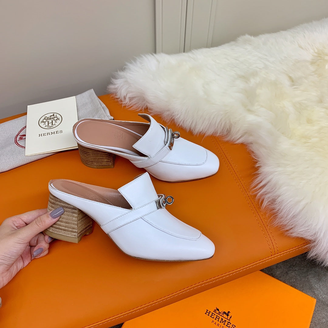 HM Blossom Mule 65mm Off White Sheepskin 546302