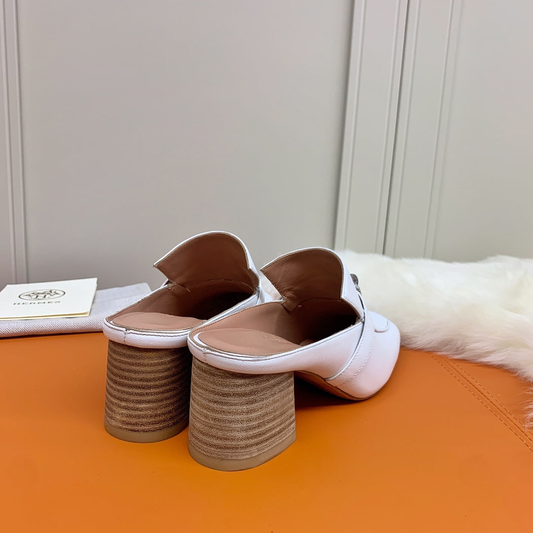 HM Blossom Mule 65mm Off White Sheepskin 546302