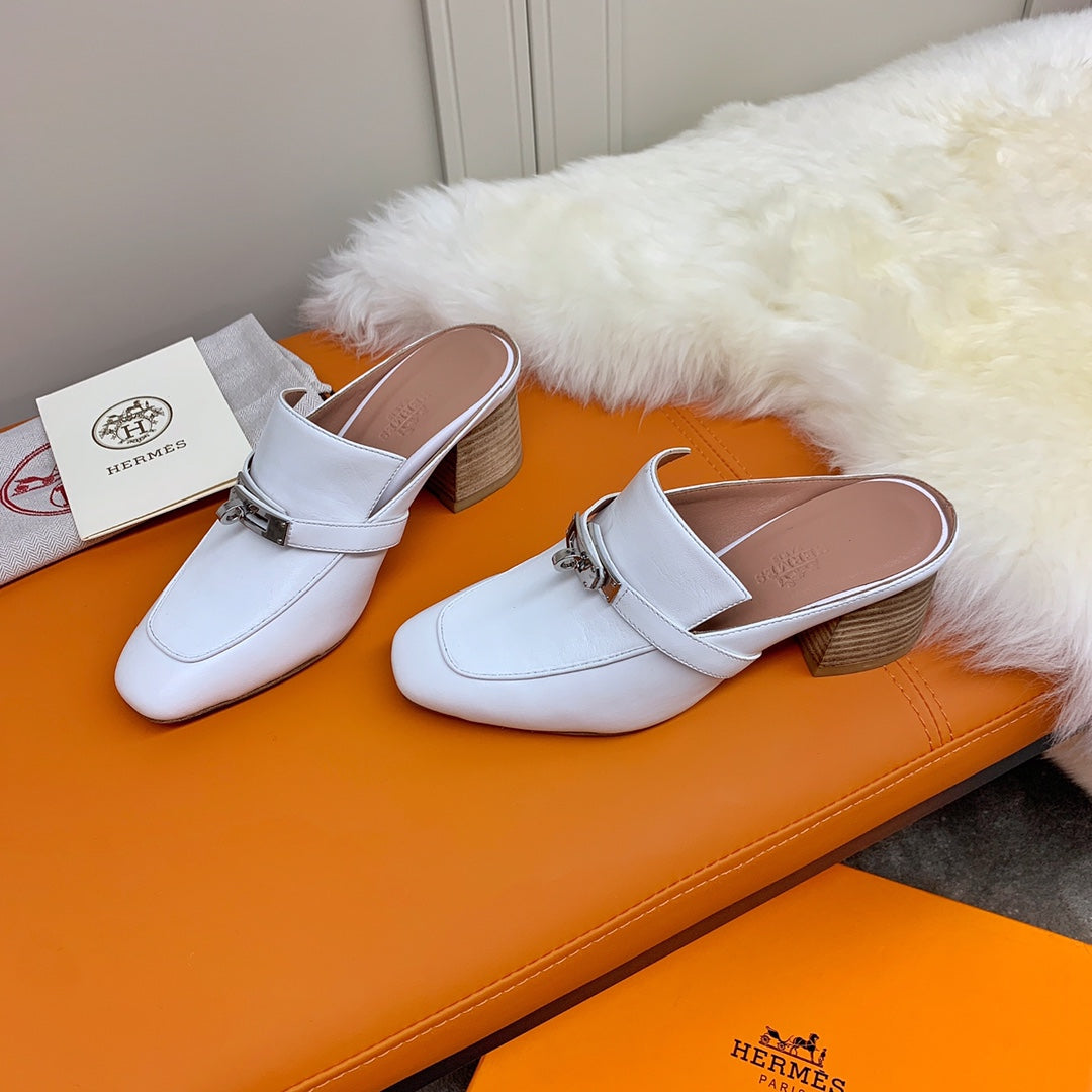 HM Blossom Mule 65mm Off White Sheepskin 546302